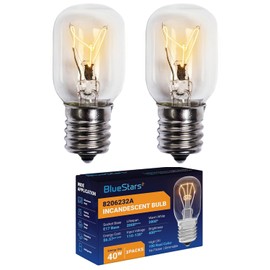 BlueStars 2 Packs 8206232A Microwave Oven Light Bulb 40W 125V E17 Base, Compatible with Whirlpool Under Hood Microwave Bulb, Lava Lamp, Salt Lamp Bulbs, Replaces 1890433 8206232 AP4512653