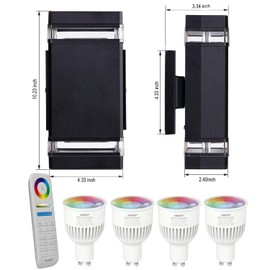 iYogaled Up and Down Outdoor Wall Lights, Mi.Light Remote Control Warm White 1000lm Color Changing RGB-CCT Outdoor Wall Light IP65,Smart Light Bulb GU10 Exterior Fixture with ETL (2 Pack)