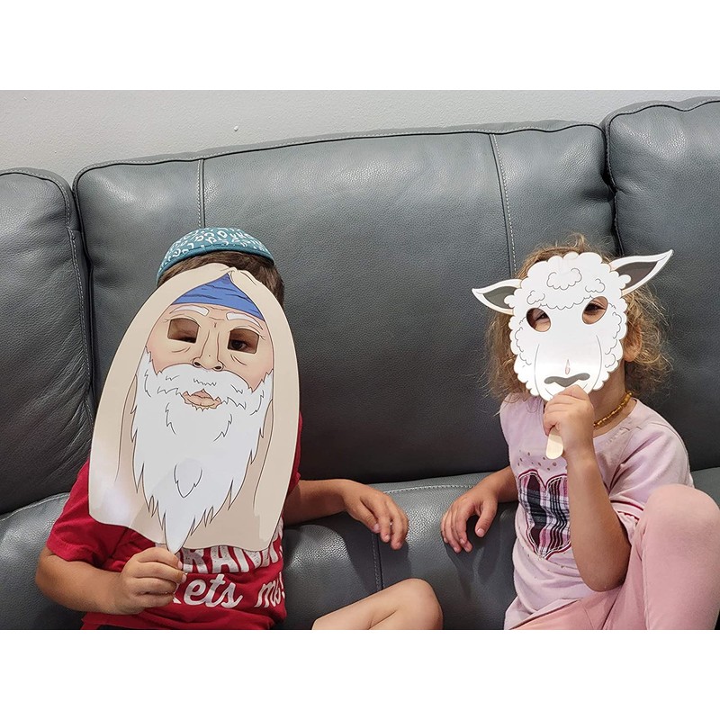Passover Character Masks, Laminated Pesach Stick Puppets for Seder