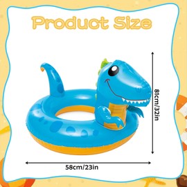 Pool Inflatables for Kids Age 2-6, Swimming Dinosaur 32"x23" (81x58cm) Rubber Ring Pool Floats Swimming Pool Toys for Children, Swim Ring with Tails for Boys Girls Summer Beach Water Party Toys