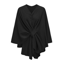 Spicy Sandia Shawl Wraps for Women Knit Poncho Travel Scarf Elegant Ruana Cape Sweater for Fall Winter Black