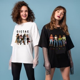 WOJOJOP 6 Pcs Iron On Transfer Patches Black Girl Decals Heat Transfer Stickers for T-Shirt Design, Washable Iron On Patches for Hoodie Jackets Backpacks Pillow, Clear, DH0996