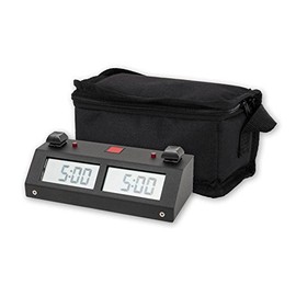Chronos GX Digital Game Chess Clock - Button - Black with Carrying Bag