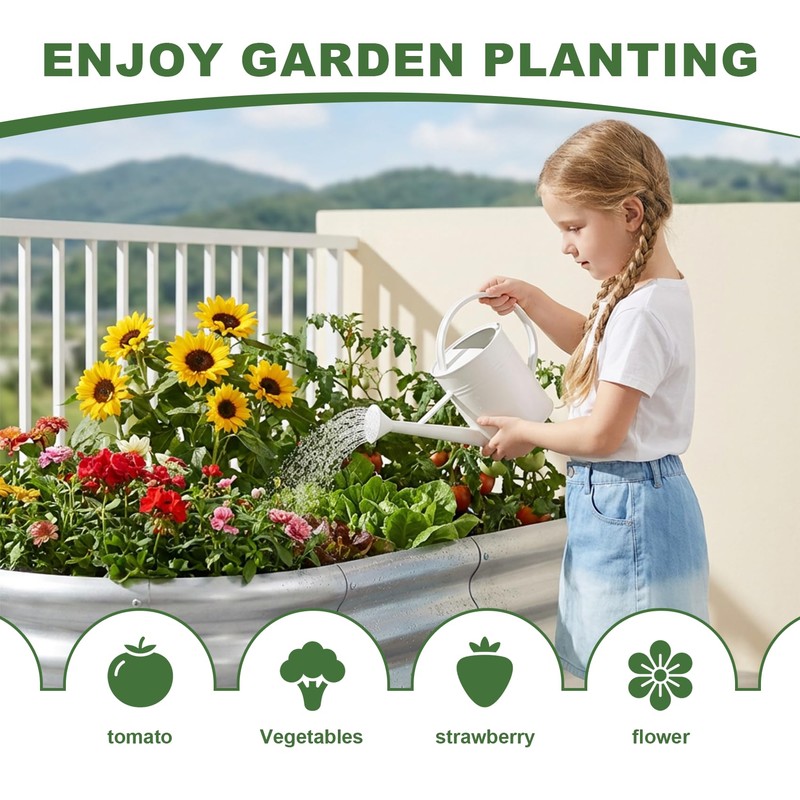 AHEONLAR 3 Pack 4×2×1.5ft Galvanized Raised Garden Bed Outdoor, Sturdy