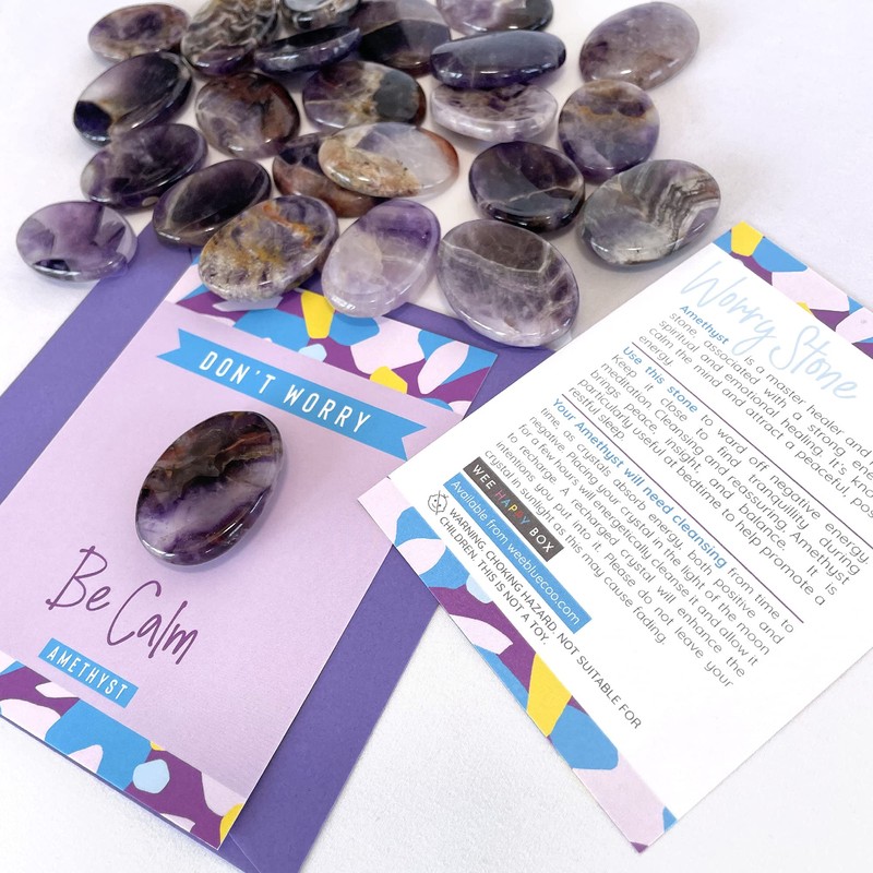 Amethyst Crystal Worry Stone Stress Relief Gift Birthday Anniversary Xmas