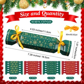 Moinchore 60 Pcs Christmas Crackers Kit DIY Xmas Party Cracker Empty Bulk for Candy Treat Gift Boxes Snowflake Tree Reindeer Candy Christmas No Snap Table Favors Holiday Dinner Decor(Red and Green)