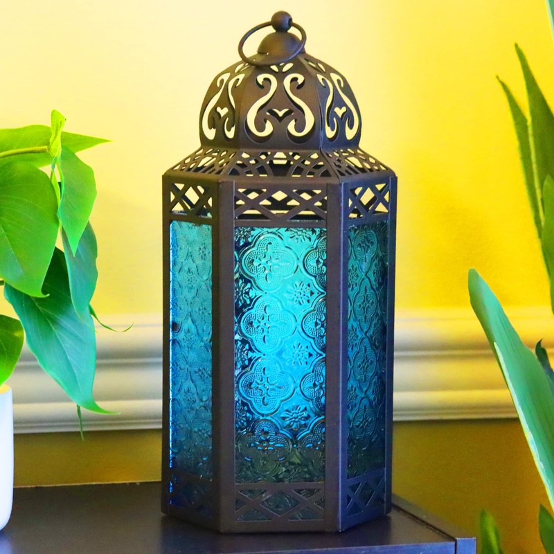 Vela Lanterns 12" Black Metal Moroccan Decorative LED Fairy Lights