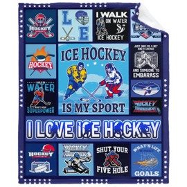 Hockey Gifts,Ice Hockey Blanket for Boys Girls Men,Hockey Lover Gifts for Birthday Graduation Christmas,Soft Warm Ice Hockey Throw Blanket for Nap Couch Car Bed Travel,All Season Use(50"×60"-M)