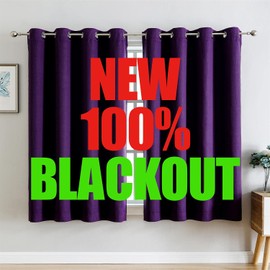 G2000 100% Blackout Curtains for Bedroom Living Room 63 Inch Length Purple Room Darkening Window Grommet Thermal Lined Insulated Light Blocking Noise Reducing 2 Panels Set
