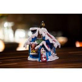 Blue Sky Clayworks 995053 Rudolph Jingle Bell Shop Candle House, 6-inch Length