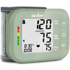 Sejoy Blood Pressure Machine, Wrist Blood Pressure Cuff Monitors for Home Use, Automatic Digital BP Machine with Irregular Heartbeat Detector, Large LCD Display, Dual Users Mode, 2x60 Memory
