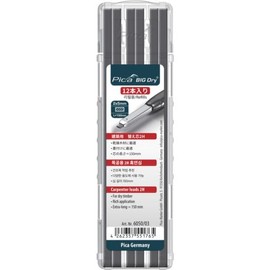 Pika Marker 605003 Refills for Building Mechanical Pencils "BIG Dry", 12 Pack, Black 2H