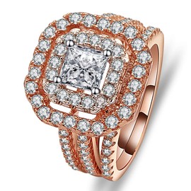 6.17Ct Square Shape 5mm Zircon Gemstone 925 Sterling Silver Full Diamond Wedding Ring For Women Size 6