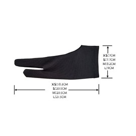 AIMALL Two-Finger Artist Glove for Graphic Tablet Sketch Drawing, Breathable Lycra, 4 Sizes for Right & Left Hands, Black