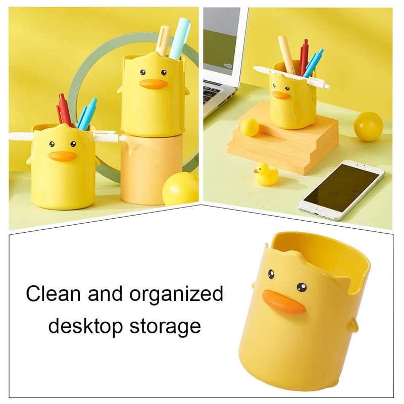 Pen Holder Cute Little Yellow Duck Pencil Holder Multifunction Pen