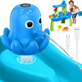Water Table Pump Octopus, Cordless Rechargeable Pump for Water Tables with Magnetic Mounting, No Drill Installation, Durable Outdoor Water Play Accessories for Kids & Toddlers (Blue)