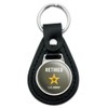 Black Leather U.S. Army Retired Logo Keychain