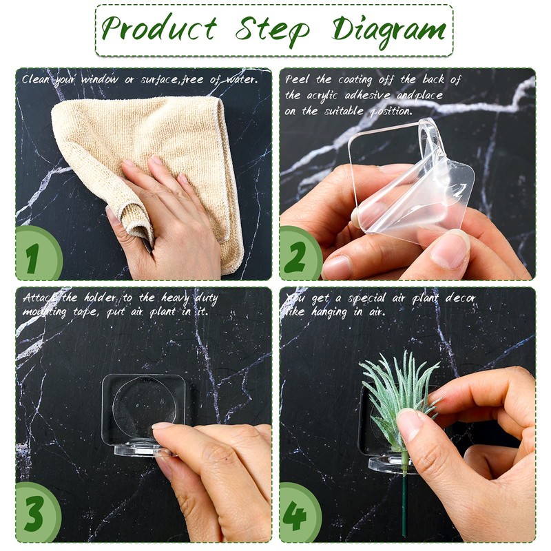 Jetec 24 Pcs Acrylic Air Plants Holder Hanger with Mounting