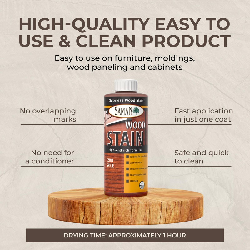 SamaN Interior Water Based Wood Stain - Natural Stain for