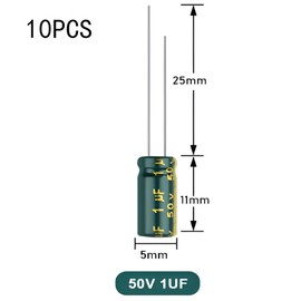 10 Pieces of 50V 1UF capacitors High Frequency Aluminum electrolytic capacitors for TVs, LCD Monitors, Welding Machines, etc.