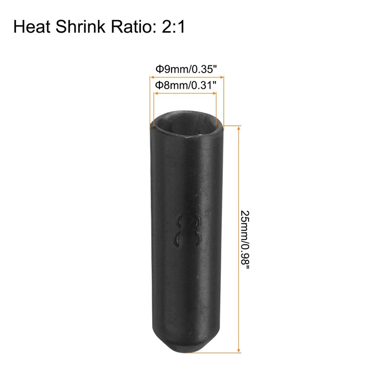 sourcing map 50Pcs Heat Shrink End Cap 8mm ID x
