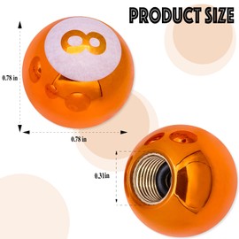 MEAJOO 8PCS 8 Ball Style Tire Valve Stem Caps, Universal Copper Core Dustproof Tire Valve Stem Covers for Cars, SUV, Trucks, Bikes, Motorcycles, Bicycles(Orange)