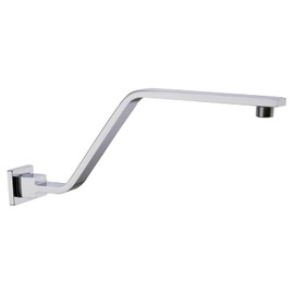 16 Inch S Shape Chrome Shower Head Arm, Square Wall Mounted Shower Arm and Flange Included