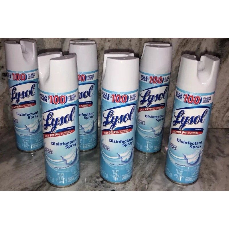 Lysol Lot Of 6 Lysol 19oz Spray Linen Scent-Kills 99%