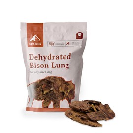 BARK'N BIG Bison Dog Treats - Single Ingredient Lung Dog Treats - Made & Sourced in USA - Dehydrated Bison, High Protein, Low Fat, Easily Digestible for Dogs with Sensitive Stomachs - 5 oz