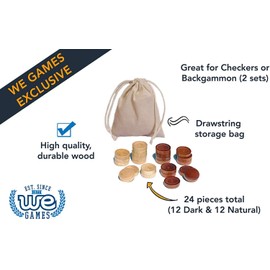 WE Games Wood Checkers with Stackable Ridge - Dark Brown/Natural
