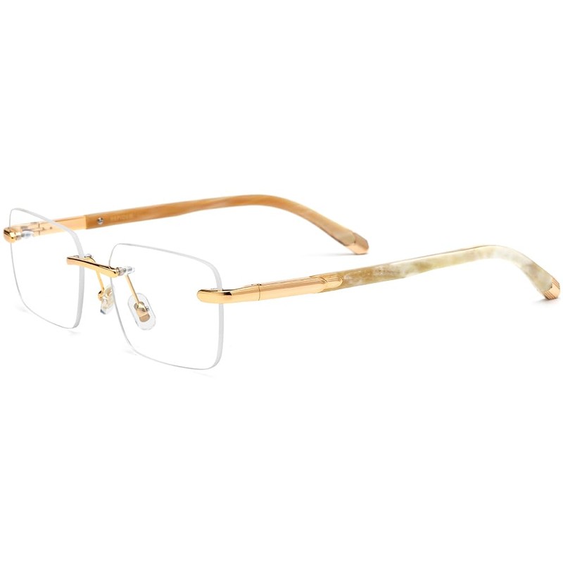 HEPIDEM 100% Really Buffalo Horn Handmade Glasses Frame Square Rimless