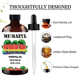MUMAZYL Watermelon Essential Oil, Watermelon Oil 4 Fl Oz 120ML for Diffuser Humidifier Yoga Cleaning DIY Candle Soap Making Essential Oils