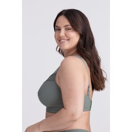 Miss Mary of Sweden - Broderie Anglaise Women's Non-Wired Cotton Bra Comfortable Full Cup Bra with Support, Green, 95G