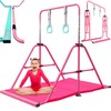 PreGymnastic Updated Folding Gymnastics Bar with Rings, Foldable Kip Bar