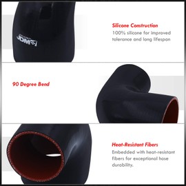 AJP Distributors 4" to 2.25" / 101.6mm to 57.15mm - 90 Degree Elbow Angle Reducer 3-PLY Silicone Coupler Hose, High Temperature Universal Pipe Piping Tube Connector Black