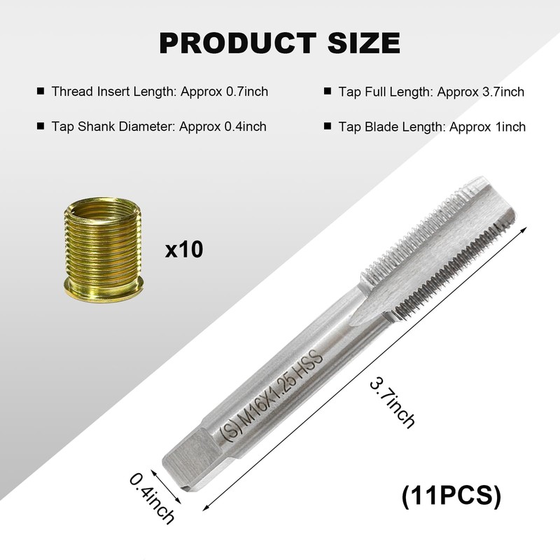 BWBWND Spark Plug Thread Repair Kit, M14×1.25 Inserts & M16x1.25