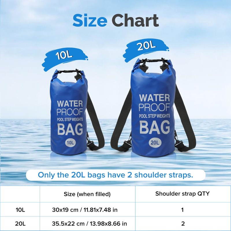 Yeabett Waterproof Dry Bag, 10L Waterproof Beach Bag with Adjustable