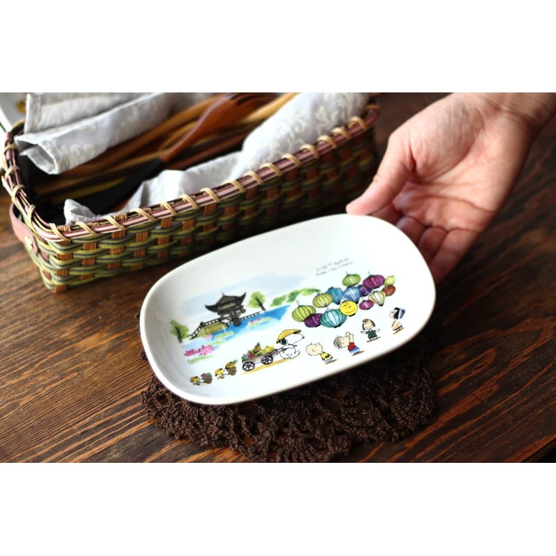cerapockke Snoopy World Travel Series Round Plate 7.3 inches (18.5