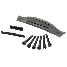 Bonsicoky 6 String Acoustic Guitar Rosewood Bridge Set with Bridge, Bridge Pins, End Pin, Saddle and Nuts(Black, Style 2)