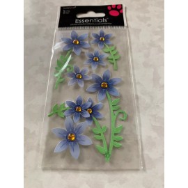 SANDYLION ESSENTIALS STICKER 3D PURPLE FLOWERS WITH GEMS FLOWERS WITH STEMS 8PCS