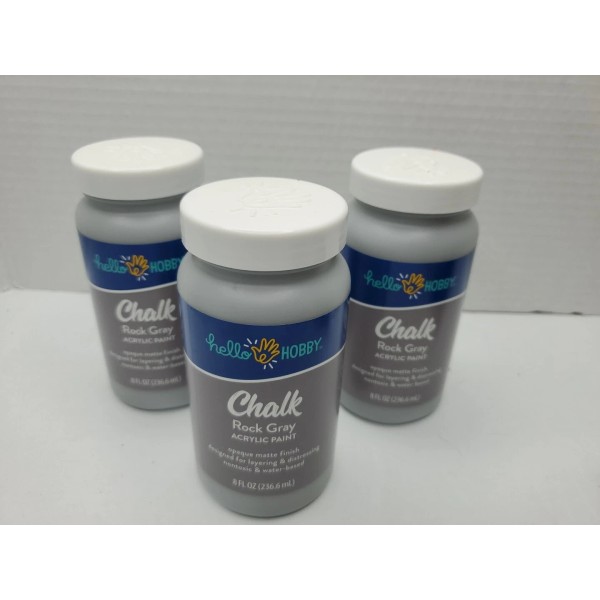 Hello Hobby Chalk Rock Gray Acrylic Paint Set Of 3