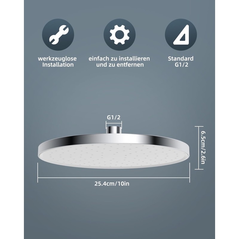 Hibbent Self-Cleaning Rain Shower Head, Fixed Shower Head, Rain Shower,