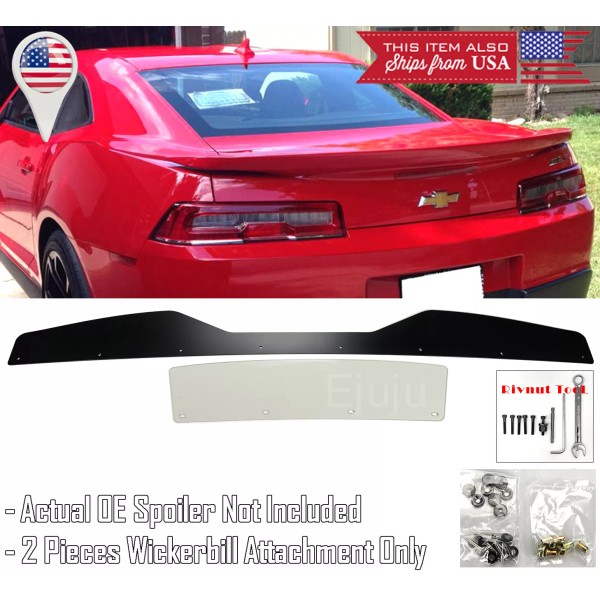 SDeelCase 2 Pc Satin Black Decklid Wing Wickerbill w/ Rivnut