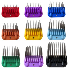 YIRVAHERE 9 Pcs Stainless Steel Pet Clipper Guide Comb Kit for Andis Oster A5 Wahl KM10 Series Clipper Detachable Blade