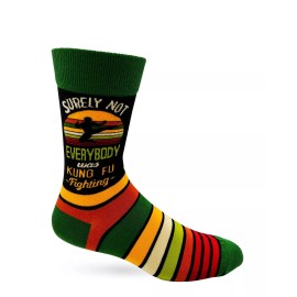 Fabdaz Surely Not Everybody Was Kung Fu Fighting Funny Men's Novelty Crew Socks