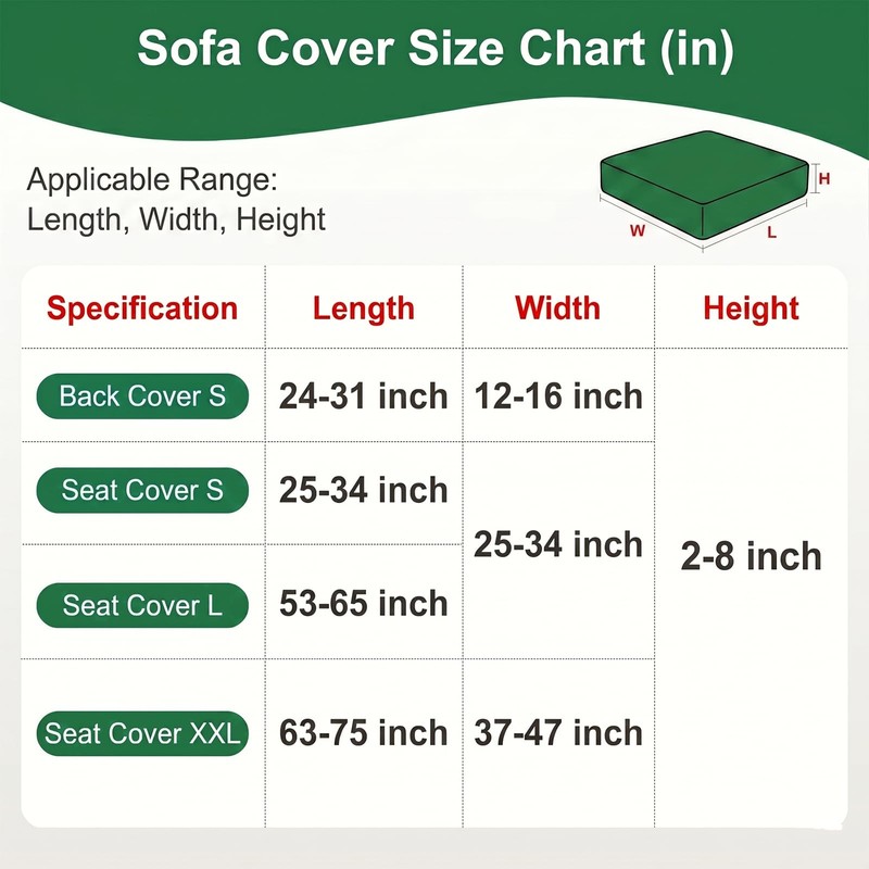 VOGOL Farmhouse Sofa Cover for Sectional, 3 Cushion Couch, 25"