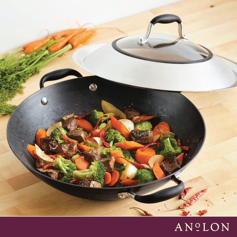 Anolon Advanced Home Hard-Anodized Nonstick Open Stock Cookware- Woks (14-Inch