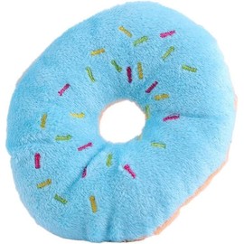 1Pc Blue Donut Shape Plush Blue Pet Toy,Lovely Donut Shaped Squeaky Squeaking Sound Toy for Pet Chew Toy Squeaky Plush Dog Toy Blueberry Squeaky Plush Dog Toy Chew Guard Technology，Dog Chew Toys