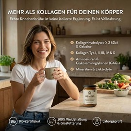 JARMINO Organic Chicken Bone Broth Concentrate - Collagen Rich Broth from Free-Range Chickens, Germany, 200g (20 Servings) - Natural Proteins & Amino Acids, Gluten Free, Keto & Paleo Safe