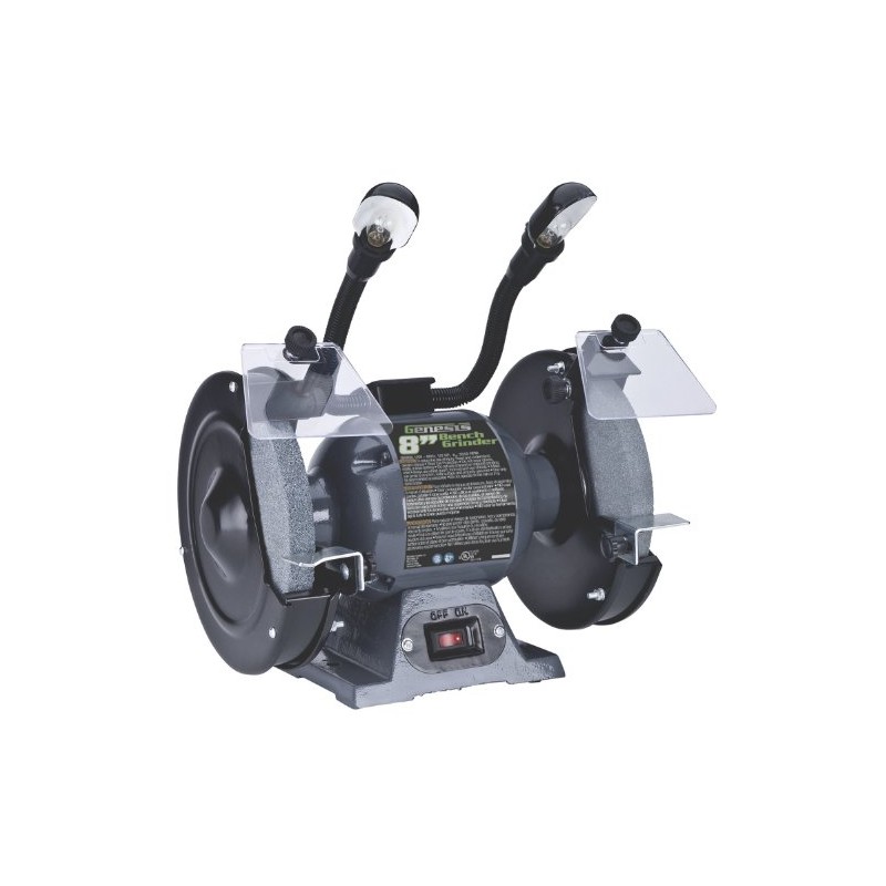 Genesis GBG800L 8" Bench Grinder with Dual, Flexible Lights and